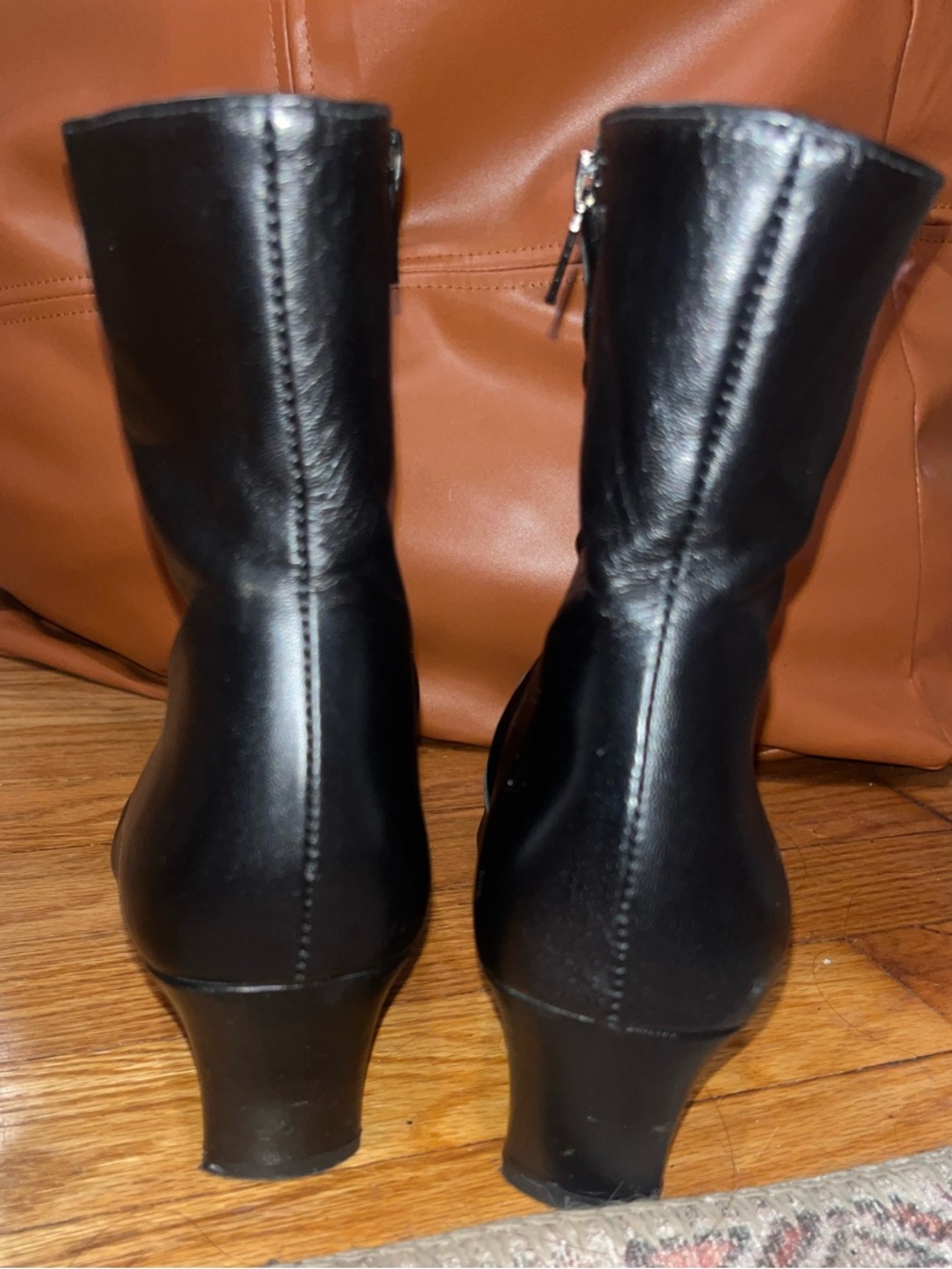STAUD Wally Black Pointed Toe GOAT Leather Booties - Picture 11 of 13